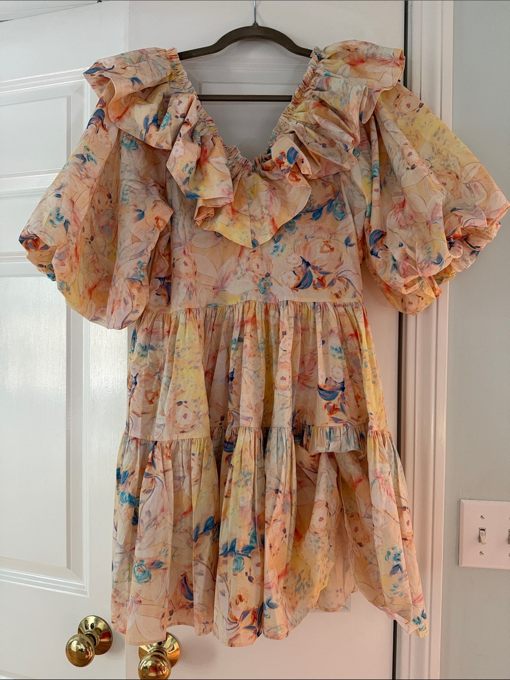 Vestique Boutique Pascal Multi Yellow Floral Ruffle Tiered Mini Dress